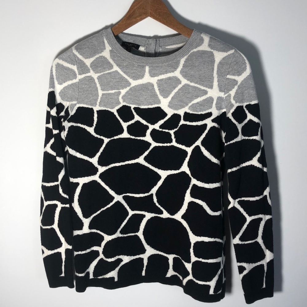 TALBOTS Giraffe Print Crewneck Sweater